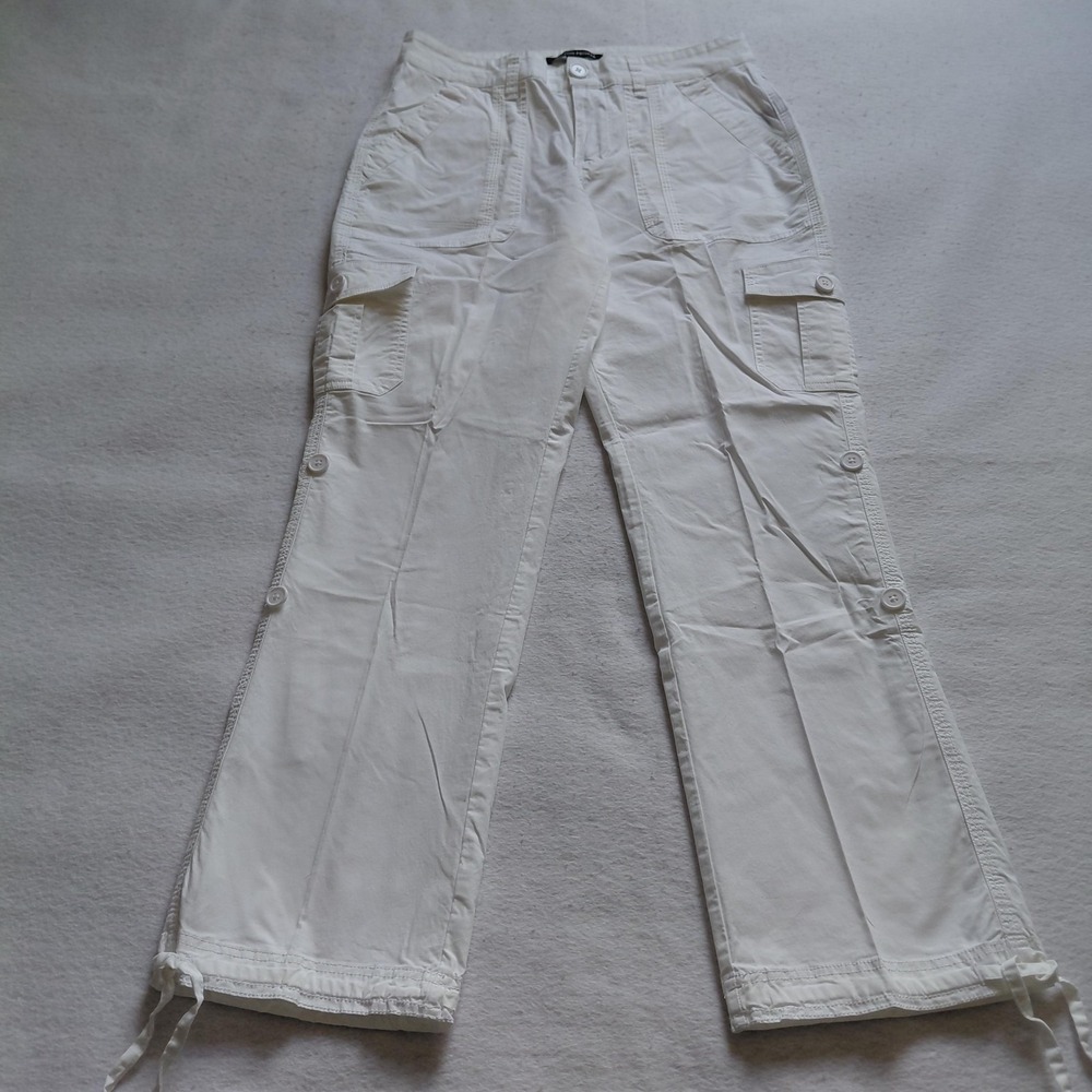 Boston Proper Womens White Cargo Pants Size 6 Cotton Stretch 2BJ7840